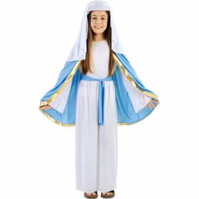 Krippenspiel Kostüm Maria für Kinder 7-12 Jahre Orient weiß blau Weihnachten Fasching Karneval Mottoparty 1001 Nacht 
