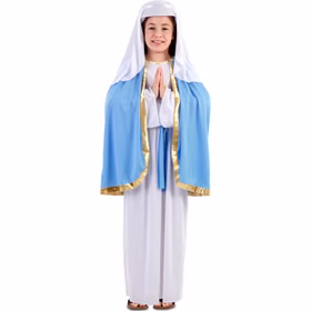 Krippenspiel Kostüm Maria für Kinder 7-12 Jahre Orient weiß blau Weihnachten Fasching Karneval Mottoparty 1001 Nacht 