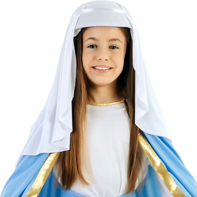 Krippenspiel Kostüm Maria für Kinder 7-12 Jahre Orient weiß blau Weihnachten Fasching Karneval Mottoparty 1001 Nacht 