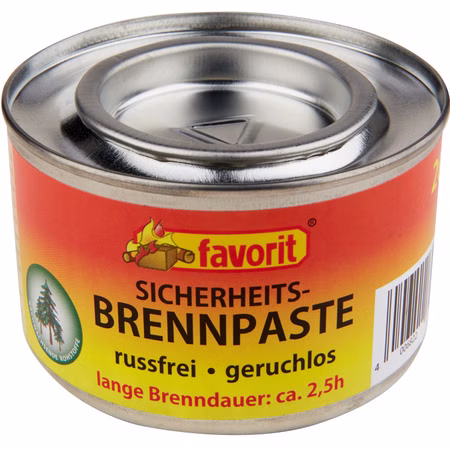 Brennpaste inn der Aludose von Favorit 2,5 Stunden brenndauer, russfrei Brennpaste inn der Aludose von Favorit 2,5 Stunden brenndauer, russfrei
