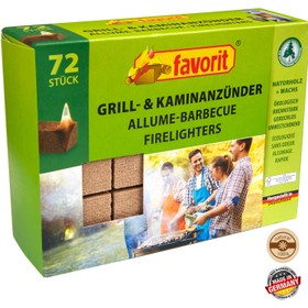 Grill- und Kaminanzünder aus Naturholz von Favorit 72er Packung