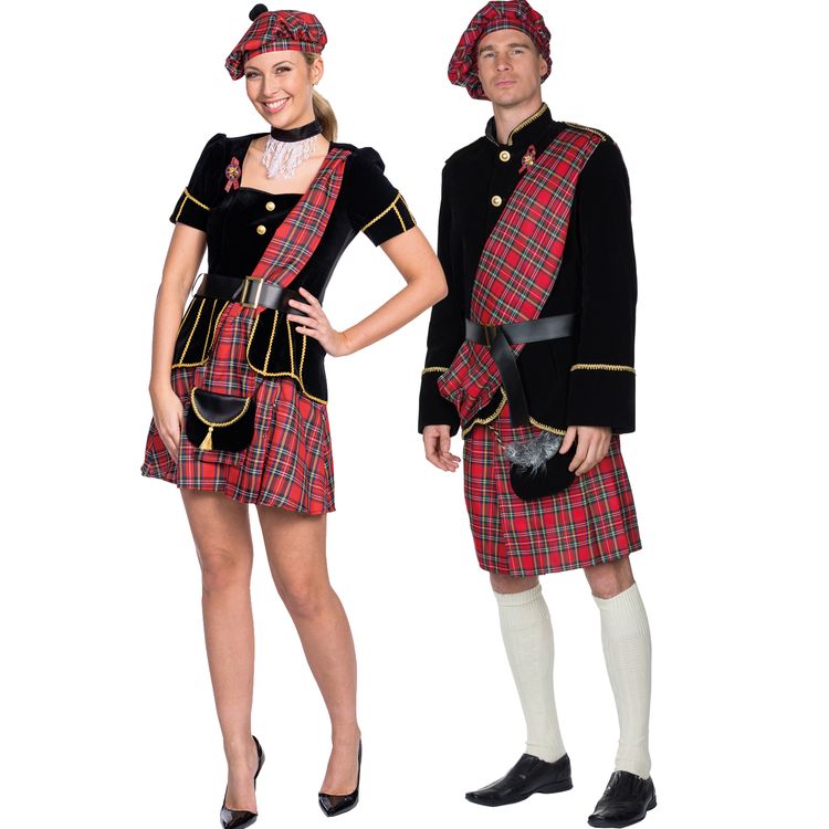 Schottin Kostüm Grace für Damen Gr. 34-44 Kleid rot kariert Fasching Karneval Mottoparty andere Länder Schottland Schotte Paarkostüm