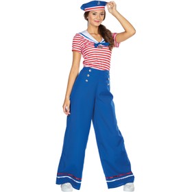 Matrosen Kostüm Matrosin Sailor Aliz mit Mütze für Damen Gr. 34-44 blau Fasching Karneval Mottoparty Beachparty Marine Berufe