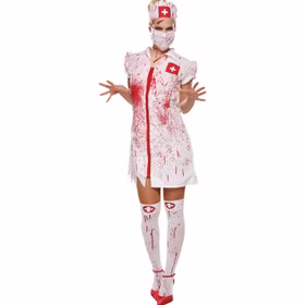 Krankenschwester Kostüm Halloween Bloody Nurse für Damen Gr. 34-42 Kleid Fasching Karneval Mottoparty Paarkostüm