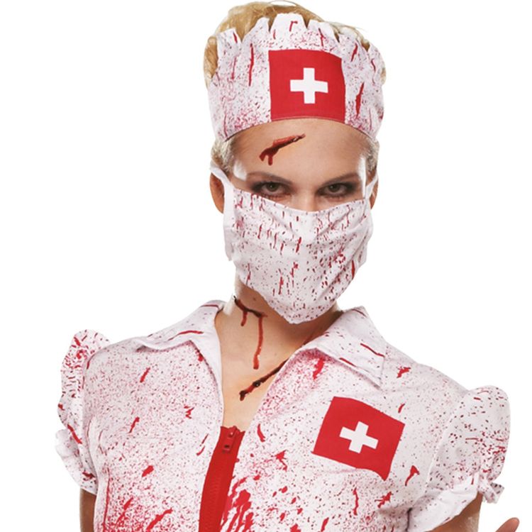 Krankenschwester Kostüm Halloween Bloody Nurse für Damen Gr. 34-42 Kleid Fasching Karneval Mottoparty Paarkostüm