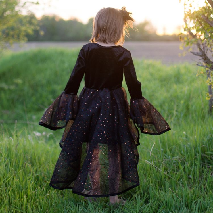 Hexen Kostüm Sybille Halloween mit Haarreif für Kinder 3-8 Jahre Kleid Fasching Karneval Mottoparty Kinderfasching Halloween-Party 