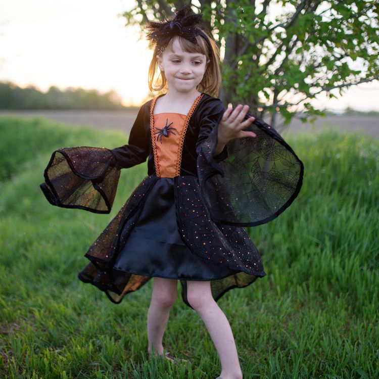 Hexen Kostüm Sybille Halloween mit Haarreif für Kinder 3-8 Jahre Kleid Fasching Karneval Mottoparty Kinderfasching Halloween-Party 