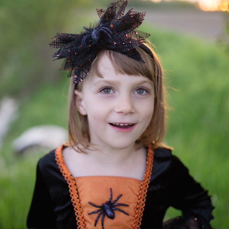 Hexen Kostüm Sybille Halloween mit Haarreif für Kinder 3-8 Jahre Kleid Fasching Karneval Mottoparty Kinderfasching Halloween-Party 