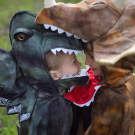 Dinosaurier Kostüm Dilophosaurus Echse für Kinder 4-8 Jahre grün Tier Fasching Karneval Mottoparty Kinderfasching Dino Saurier Dino-Kostüm Urzeit
