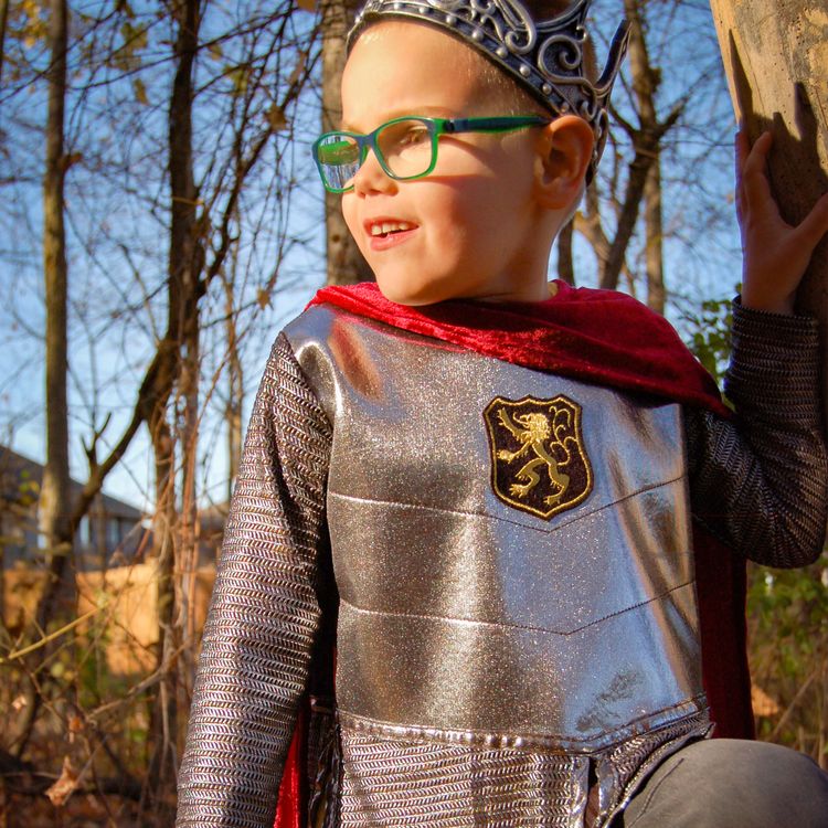 Ritter Kostüm Mutiger Silberritter Löwenherz für Kinder 5-10 Jahre Fasching Karneval Mottoparty Kinderfasching Rollenspiel Ritterfest Ritterturnier Mittelalter Mittelalterfest