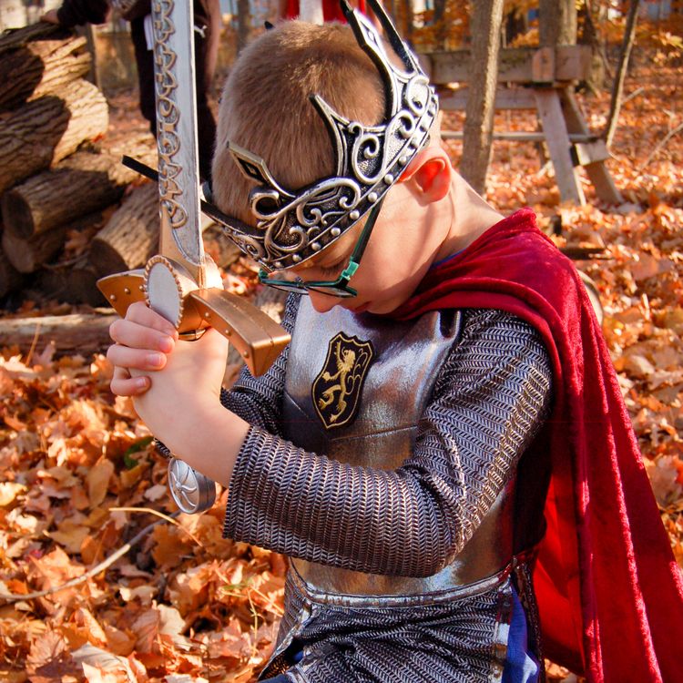 Ritter Kostüm Mutiger Silberritter Löwenherz für Kinder 5-10 Jahre Fasching Karneval Mottoparty Kinderfasching Rollenspiel Ritterfest Ritterturnier Mittelalter Mittelalterfest