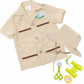 Naturforscher Kostüm Ranger Finn mit Zubehör für Kinder 5-6 Jahre Beruf Paläontologe Forscher Fasching Karneval Mottoparty Kinderfasching Rollenspiel Kostüm-Zubehör Spielzeug Insekten-Beobachtungsglas 