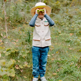 Naturforscher Kostüm Ranger Finn mit Zubehör für Kinder 5-6 Jahre Beruf Paläontologe Forscher Fasching Karneval Mottoparty Kinderfasching Rollenspiel Kostüm-Zubehör Spielzeug Insekten-Beobachtungsglas 