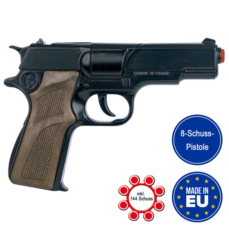 Polizei Pistole 17 cm inkl. 144 Schuss-Munition Spielzeug-Revolver Polizei Pistole 17 cm inkl. 144 Schuss-Munition Spielzeug-Revolver Kostüm-Zubehör Kinder-Spielzeug Polizist Police Fasching Karneval Mottoparty Kinderfasching