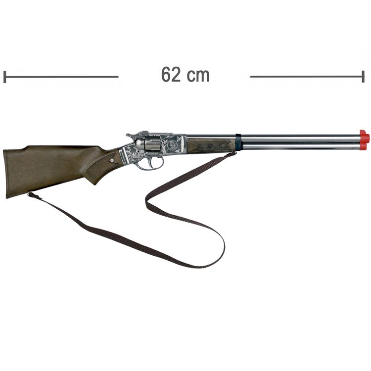 Cowboy Gewehr 62 cm lang Silberbüchse inkl. 144 Schuss-Munition Kostüm-Zubehör Kinder-Spielzeug Cowboy Wilder Westen Western Fasching Karneval Mottoparty Kinderfasching