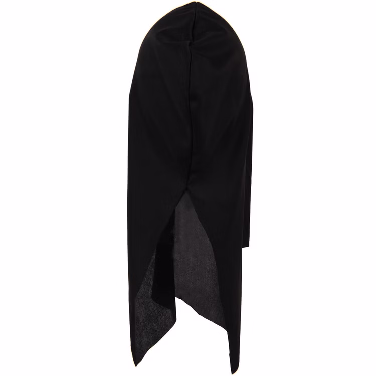 Ghost Face Maske mit schwarzer Kapuze Halloween-Maske für Erwachsene Original Ghost Face™ Maske mit angenähter schwarzer Kapuze Kostüm-Zubehör Halloween Fasching Karneval Mottoparty Rückansicht der schwarzen Stoffkapuze der Ghost Face™ Maske. Die Kapuze fällt lang herab und bedeckt den Hinterkopf vollständig.