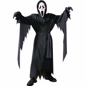 Scream Kostüm Halloween-Geist schwarz mit Maske für Kinder und Erwachsene Filmheld Horror Film Serie Fasching Karneval Mottoparty Scream Kostüm Halloween-Geist schwarz mit Maske für Kinder und Erwachsene Filmheld Horror Film Serie Fasching Karneval Mottoparty