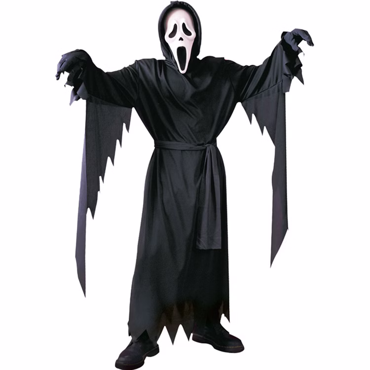 Scream Kostüm Halloween-Geist schwarz mit Maske für Kinder und Erwachsene Filmheld Horror Film Serie Fasching Karneval Mottoparty Scream Kostüm Halloween-Geist schwarz mit Maske für Kinder und Erwachsene Filmheld Horror Film Serie Fasching Karneval Mottoparty