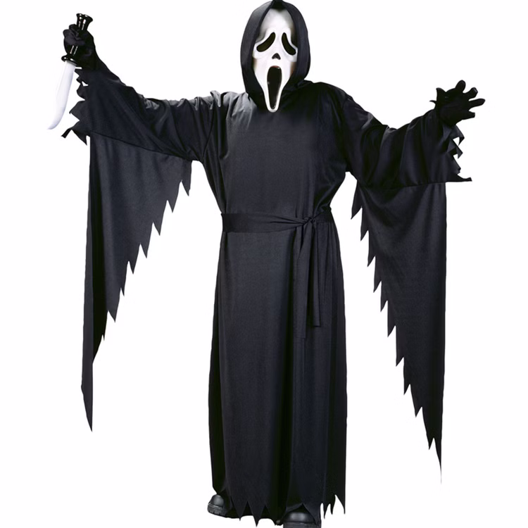 Scream Kostüm Halloween-Geist schwarz mit Maske für Kinder und Erwachsene Filmheld Horror Film Serie Fasching Karneval Mottoparty Scream Kostüm Halloween-Geist schwarz mit Maske für Kinder und Erwachsene Filmheld Horror Film Serie Fasching Karneval Mottoparty