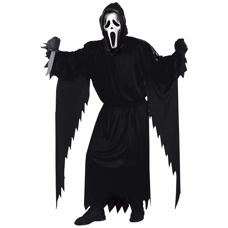 Scream Kostüm Halloween-Geist schwarz mit Maske für Kinder und Erwachsene Filmheld Horror Film Serie Fasching Karneval Mottoparty Scream Kostüm Halloween-Geist schwarz mit Maske für Kinder und Erwachsene Filmheld Horror Film Serie Fasching Karneval Mottoparty