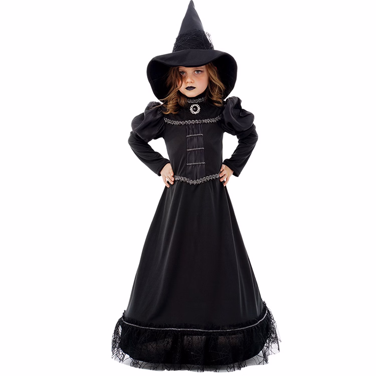 Schwarze Hexe Witch Halloween-Hexe mit Hut für Kinder Gr. 116-152 Kleid schwarz Fasching Karneval Mottoparty Kinderfasching Hexenkleid Schwarze Hexe Witch Halloween-Hexe mit Hut für Kinder Gr. 116-152 Kleid schwarz Fasching Karneval Mottoparty Kinderfasching Hexenkleid