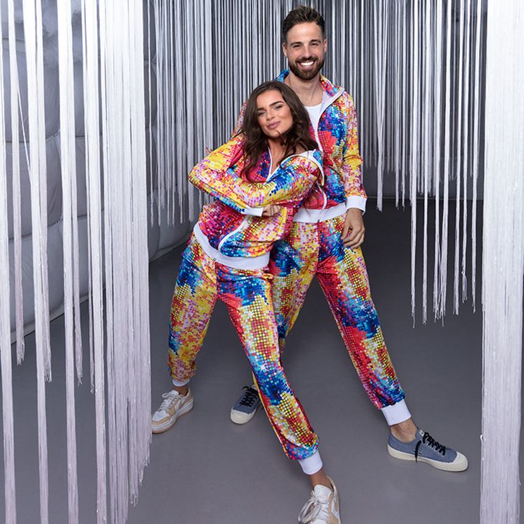 Jogginganzug Kostüm 90er Jahre Disco Dude für Herren Jogginganzug Kostüm 90er Jahre Disco Dude für Herren Gr. M-XL bunt Fasching Karneval Mottoparty Retro