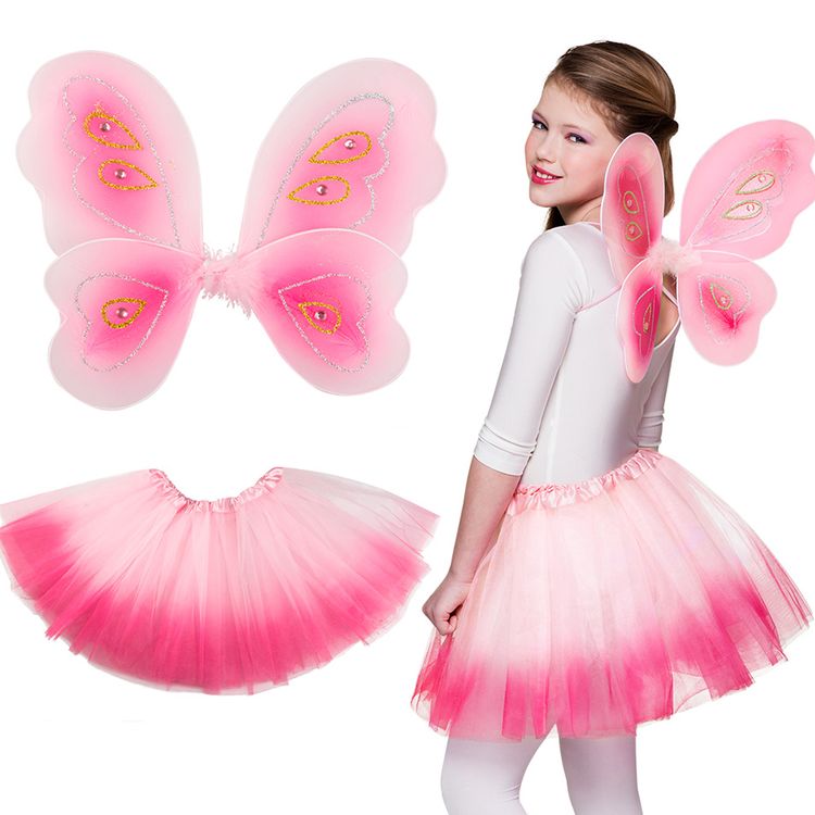Elfen Kostüm Pink Butterfly Fee Tutu & Flügel für Kinder Elfen Kostüm Pink Butterfly Fee Tutu & Flügel für Kinder rosa Kostüm-Zubehör Feen-Flügel Schmetterling-Flügel Fasching Karneval Mottoparty Kinderfasching Kindergeburtstag