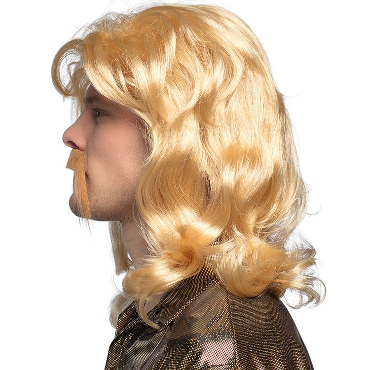 Vokuhila Perücke mit Bart blond 80er Jahre Barry für Herren Vokuhila Perücke mit Bart blond 80er Jahre Barry für Herren Kostüm-Zubehör Retro 70er Jahre Fasching Karneval Mottoparty