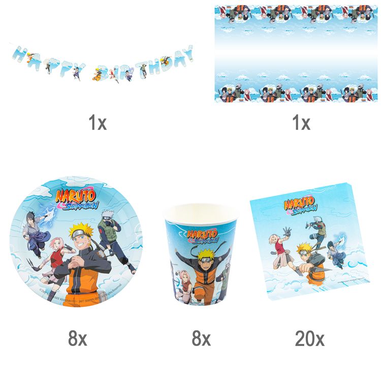Naruto Shippuden Party-Set Kindergeburtstag 38-tlg. Party-Deko Naruto Shippuden Party-Set Kindergeburtstag 38-tlg. Party-Deko Tischdeko Deko Dekoration Kindergeburtstag Geburtstag Manga Anime Comic Filmheld Party-Geschirr