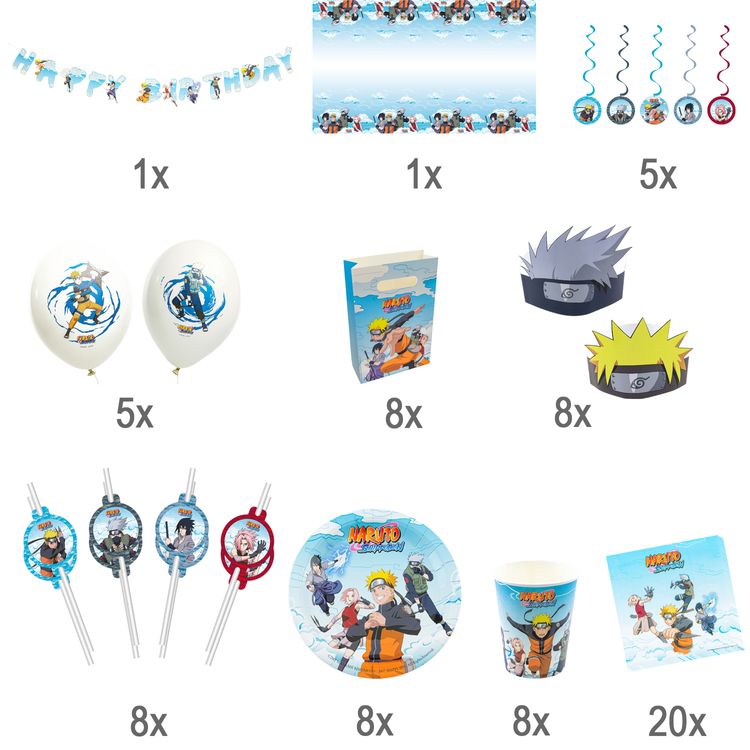 XXL Naruto Shippuden Party-Set Kindergeburtstag 73-tlg. Party-Deko XXL Naruto Shippuden Party-Set Kindergeburtstag 73-tlg. Party-Deko Tischdeko Deko Dekoration Kindergeburtstag Geburtstag Manga Anime Comic Filmheld Party-Geschirr