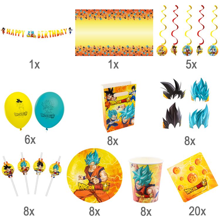 XXL Dragon Ball Party-Set Kindergeburtstag 73-tlg. Party-Deko XXL Dragon Ball Party-Set Kindergeburtstag 73-tlg. Party-Deko Tischdeko Deko Dekoration Kindergeburtstag Geburtstag Manga Anime Comic Filmheld Party-Geschirr