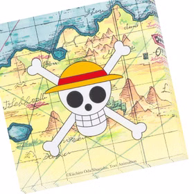 XXL One Piece Party-Set Kindergeburtstag 65-tlg. Party-Deko Tischdeko Deko Dekoration Kindergeburtstag Geburtstag Manga Anime Comic Filmheld Party-Geschirr One Piece Serviette vor weißem Hintergrund.