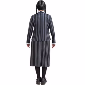 Wednesday Kostüm Deluxe Schuluniform Nevermore inkl. Perücke für Damen Gr. XS-L Uniform schwarz grau Lizenzkostüm Fasching Karneval Mottoparty Gruppen- und Familienkostüm
