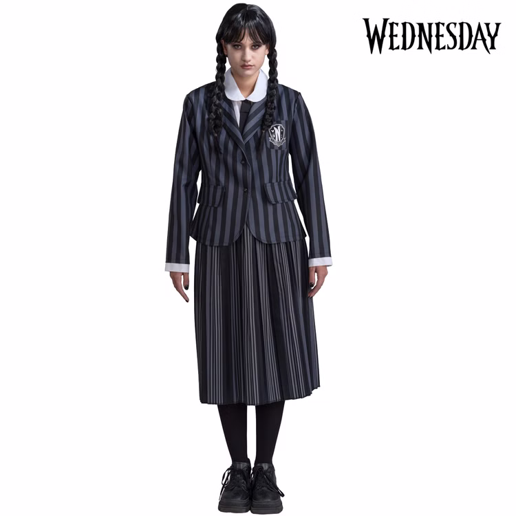Wednesday Kostüm Deluxe Schuluniform Nevermore inkl. Perücke für Damen Gr. XS-L Uniform schwarz grau Lizenzkostüm Fasching Karneval Mottoparty Gruppen- und Familienkostüm Wednesday Kostüm Deluxe Schuluniform Nevermore inkl. Perücke für Damen Gr. XS-L Uniform schwarz grau Lizenzkostüm Fasching Karneval Mottoparty Gruppen- und Familienkostüm