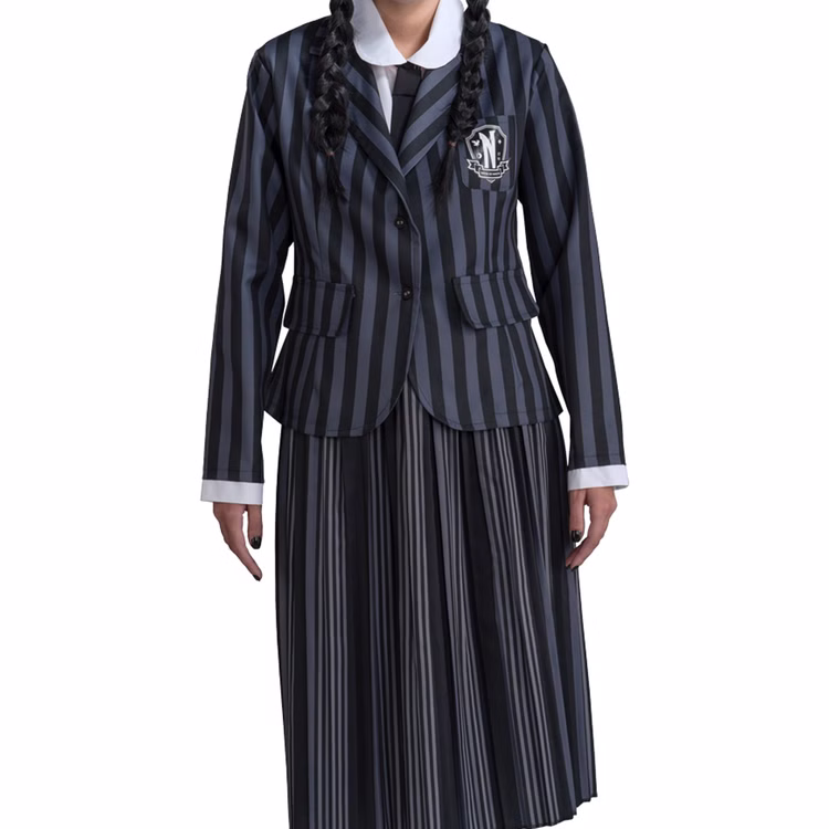 Wednesday Kostüm Deluxe Schuluniform Nevermore inkl. Perücke für Damen Gr. XS-L Uniform schwarz grau Lizenzkostüm Fasching Karneval Mottoparty Gruppen- und Familienkostüm Wednesday Kostüm Deluxe Schuluniform Nevermore inkl. Perücke für Damen Gr. XS-L Uniform schwarz grau Lizenzkostüm Fasching Karneval Mottoparty Gruppen- und Familienkostüm