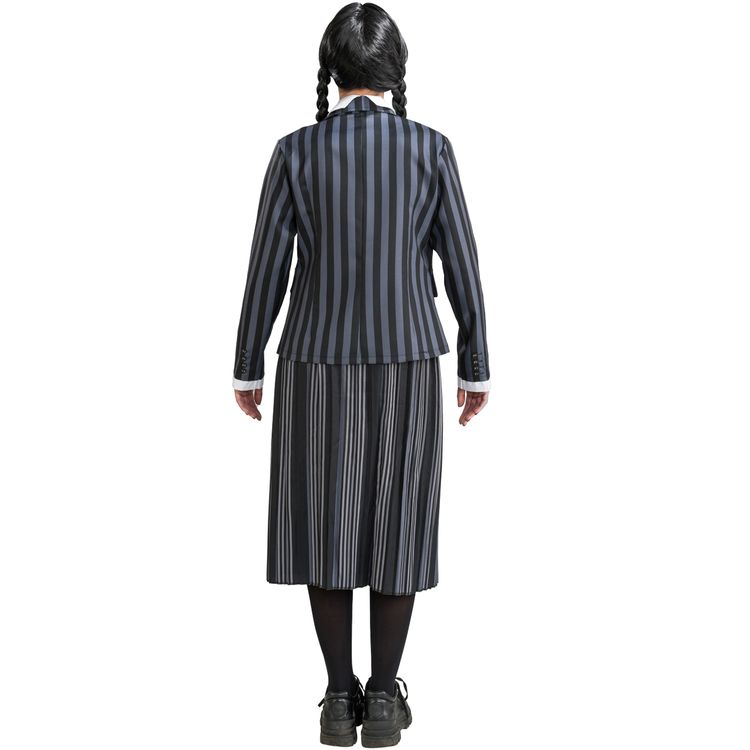 Wednesday Kostüm Deluxe Schuluniform Nevermore inkl. Perücke für Damen Wednesday Kostüm Deluxe Schuluniform Nevermore inkl. Perücke für Damen Gr. XS-L Uniform schwarz grau Lizenzkostüm Fasching Karneval Mottoparty Gruppen- und Familienkostüm