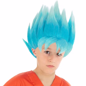Dragonball Kostüm Goku Saiyan Super für Kinder deluxe inkl. blauer Perücke Fasching Karneval Mottoparty Kindergeburtstag Manga Anime Cosplay