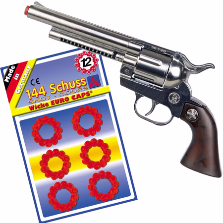 Cowboy Pistole 25 cm inkl. 144 Schuss-Munition Spielzeug-Revolver Kostüm-Zubehör Kinder-Spielzeug Cowboy Wilder Westen Western Fasching Karneval Mottoparty Kinderfasching Cowboy Pistole 25 cm inkl. 144 Schuss-Munition Spielzeug-Revolver Kostüm-Zubehör Kinder-Spielzeug Cowboy Wilder Westen Western Fasching Karneval Mottoparty Kinderfasching