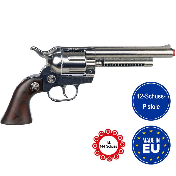 Cowboy Pistole 25 cm inkl. 144 Schuss-Munition Spielzeug-Revolver Cowboy Pistole 25 cm inkl. 144 Schuss-Munition Spielzeug-Revolver Kostüm-Zubehör Kinder-Spielzeug Cowboy Wilder Westen Western Fasching Karneval Mottoparty Kinderfasching