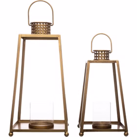 Laternen 2er-Set mit Glasscheiben Metall Innen & Außen Deko-Laterne Windlicht Garten-Deko Wohnzimmer Weihnachten Weihnachts-Deko Laternen 2er-Set mit Glasscheiben Metall Innen & Außen Deko-Laterne Windlicht Garten-Deko Wohnzimmer Weihnachten Weihnachts-Deko