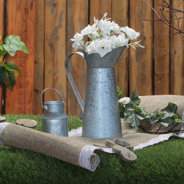 Deko Kanne Zink-Optik 7 x 10 cm Tisch-Deko Vase Kerzenhalter Milchtopf DIY Tisch-Deko Hochzeit Geburtstag Party-Deko Dekoration