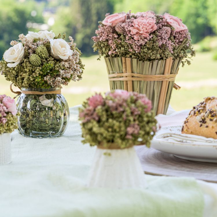 Blumenstrauß groß rosa Rosen Kunstlumen Blumen-Deko Hochzeit Geburtstag Wohn-Deko Accessoire Blumen Tisch-Deko für jeden Anlass