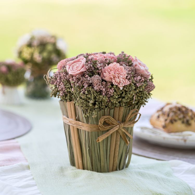 Blumenstrauß groß rosa Rosen Kunstlumen Blumen-Deko Hochzeit Geburtstag Wohn-Deko Accessoire Blumen Tisch-Deko für jeden Anlass