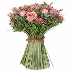 Blumenstrauß ländlich 16 x 20 cm Rosen Kunstblumen gebunden Tisch-Deko Wohn-Deko Accessoire Blumen Tisch-Deko für jeden Anlass Hochzeit Geburtstag Sommerfest