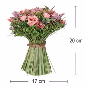 Blumenstrauß ländlich 16 x 20 cm Rosen Kunstblumen gebunden Tisch-Deko Wohn-Deko Accessoire Blumen Tisch-Deko für jeden Anlass Hochzeit Geburtstag Sommerfest