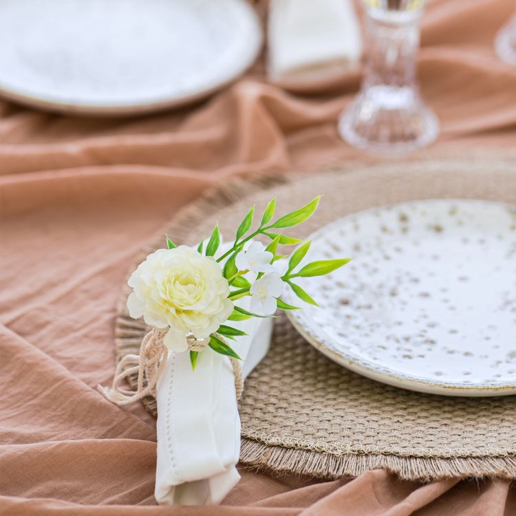 Blumen Serviettenring weiße Rose Ø 5 cm Tisch-Deko Hochzeit Blumen-Deko Blumen Serviettenring weiße Rose Ø 5 cm Tisch-Deko Hochzeit Blumen-Deko Geburtstag Sommerfest Dekoration Servietten gedeckter Tisch