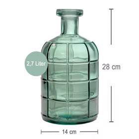 Vase Luca Ozeangrün 2,7 Liter 14 x 28 cm Blumenvase Deko-Vase Tisch-Deko Hochzeit Geburtstag Vintage Wohn-Deko Dekoration Wohn-Accessoires 