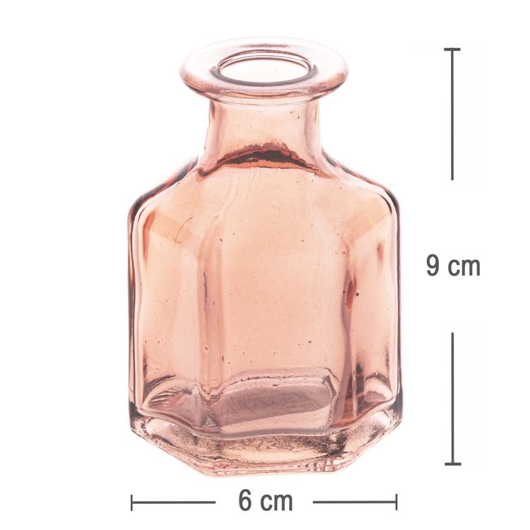 Vase Glasvase 6 x 9 cm sechseckig Deko-Vase Hochzeits-Tisch Geburtstag Vase Altrosa Glasvase 6 x 9 cm sechseckig Deko-Vase Hochzeits-Tisch Geburtstag Hochzeit Garten-Party Wohn-Accessoire Dekoration Tisch-Deko