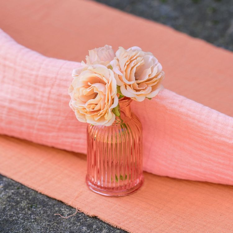 Glasvase Tansparent Altrosa Rosa Grün Vase 13,5 cm hoch Ø 5 cm Blumenvase Tisch-Deko Geburtstag Hochzeit Garten-Party Wohn-Accessoire Dekoration