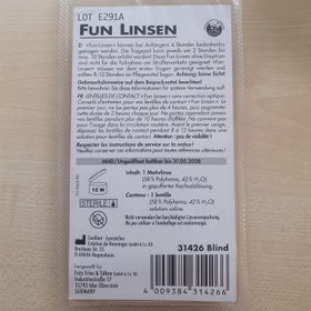 Verpackung der weißen Kontaktlinse von Hinten